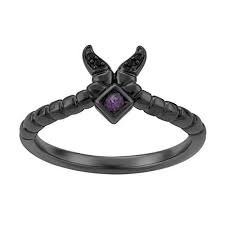 Enchanted Disney Fine Jewelry Black Rhodium Over Sterling Silver Heat Treated Black Diamond Accent And Amethyst Maleficent Villian Ring - Google Search