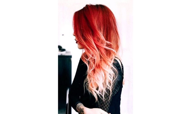 red to white ombré hair