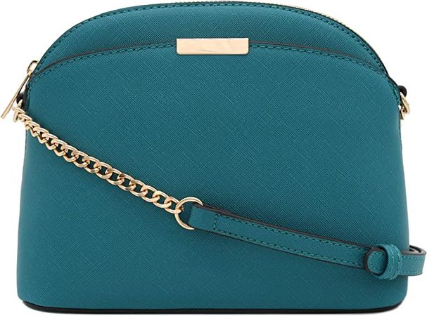 FashionPuzzle Saffiano Small Dome Crossbody bag with Chain Strap (Teal): Handbags: Amazon.com
