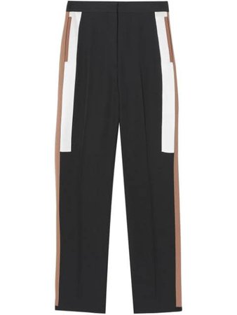 BURBERRY stripe detail wool tailored trousers
