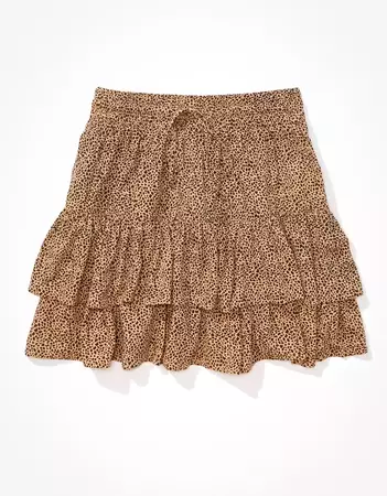 AE Tiered Ruffle Tie-Waist Printed Mini Skirt