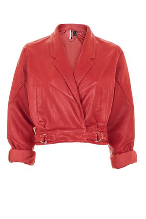 Topshop 80s red leather jacket