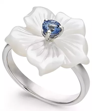 Macy's Sterling Silver Mother-of-Pearl & Tanzanite Flower Ring