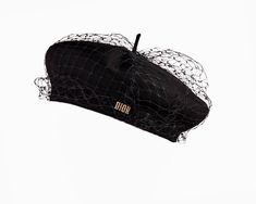 dior beret black with lace netting