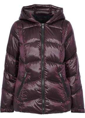 Quilted Coated-shell Down Hooded Coat