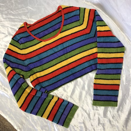 Rainbow Crop Top This retro sweater was DIY’d to be... - Depop