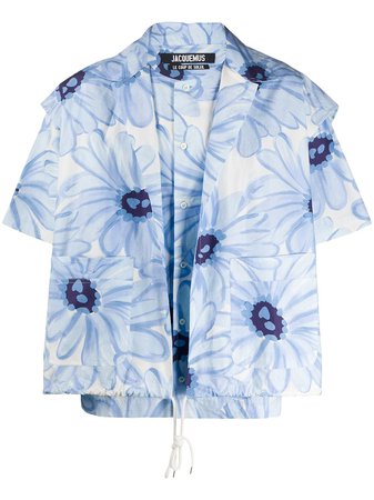 Jacquemus Jean Floral Print Drawstring Shirt 205SH042052134E Blue | Farfetch