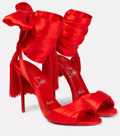 Sevillana 100 Crepe Satin Sandals in Red - Christian Louboutin | Mytheresa