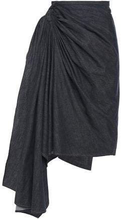 Layered Denim Wrap Skirt