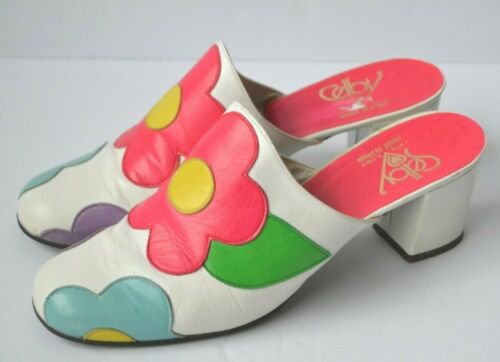 RARE Vintage 60s SELBY FLORAL Slides Mules MOD Groovy Contemporary Heels | eBay