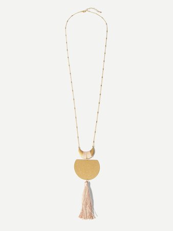 Cheap Tassel Decorated Disc Pendant Necklace for sale Australia | SHEIN