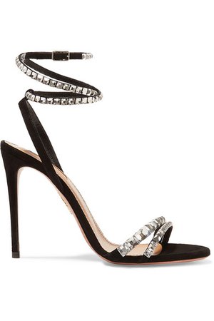 Aquazzura | So Vera 105 crystal-embellished suede sandals | NET-A-PORTER.COM