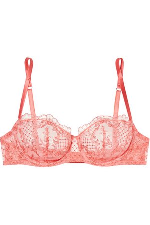 I.D. Sarrieri | Satin and embroidered tulle underwired half-cup bra | NET-A-PORTER.COM