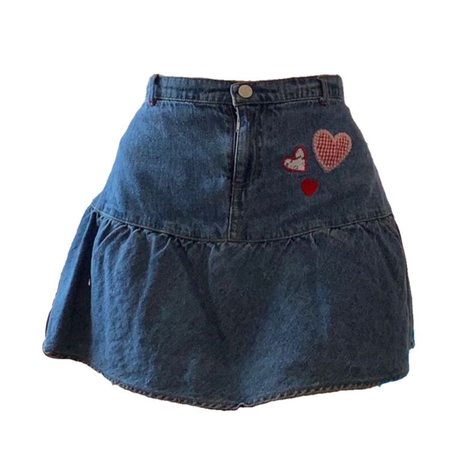 jean skirt with three hearts
