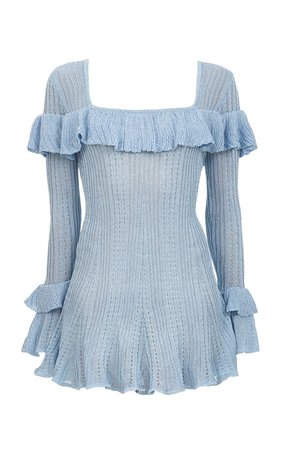 Ruffled Lurex-Knit Mini Dress by Self Portrait | Moda Operandi