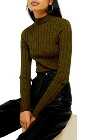 Topshop Marled Ribbed Funnel Neck Sweater (Regular & Petite) | Nordstrom