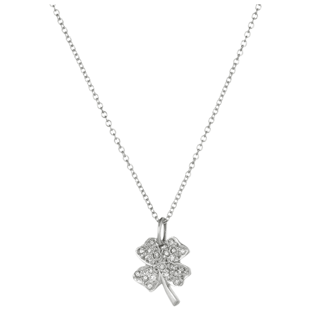 Four Leaf Clover Diamond Necklace Estate 14 Karat White Gold Shamrock : Sophie Jane | Ruby Lane