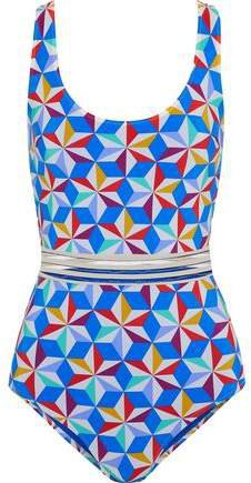 Coco Mesh-trimmed Printed Swimsuit