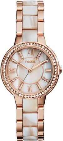 Amazon.com: Fossil Women's Virginia Quartz Stainless Steel Three-Hand Watch, Color: Silver Glitz (Model: ES3282) : Fossil: Clothing, Shoes & Jewelry
