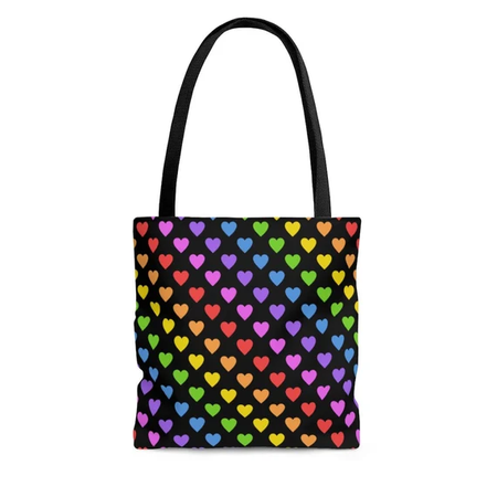 rainbow heart tote bag