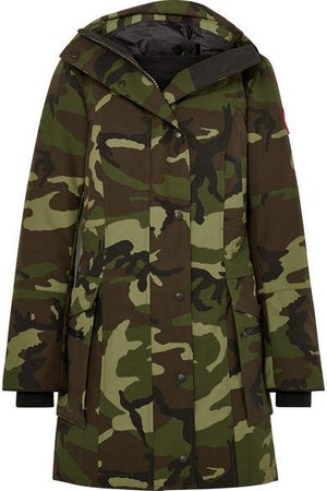 Kinley Hooded Quilted Camouflage-print Shell Down Parka - Green
