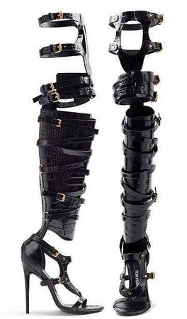 Tom Ford Black Strappy Buckled Sandal Boots