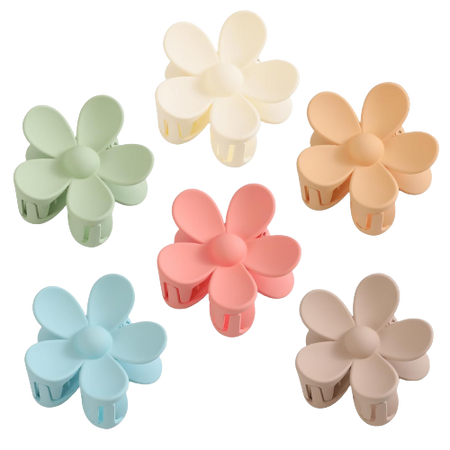 6PCS Flower Hair Clips, Large Claw Clips for Thick Hair, 3.15 Inches Matte Hair Clips for Thin Hair, Non-slip Strong Hold Hair Claw Clips, Cute Hair Clips for Women Girls, Peach Colors