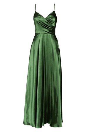 Morgan & Co. Pleated Surplice Satin Gown | Nordstrom