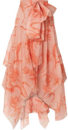 Sparkling Sand Printed Silk-organza Maxi Skirt - Peach