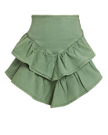MOTHER The Ruffle Denim Mini Skirt | INTERMIX®