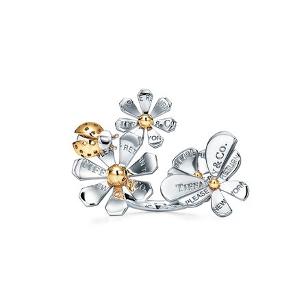 Return to Tiffany® Love Bugs cluster ring in sterling silver and 18k gold. | Tiffany & Co.