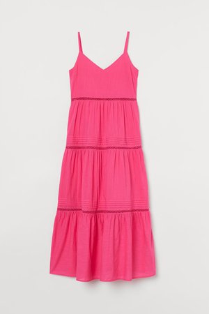 V-neck Cotton Dress - Cerise - Ladies | H&M US