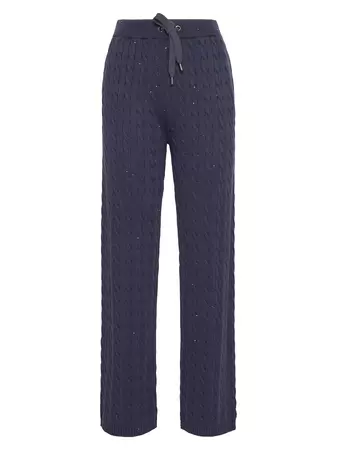 Shop Brunello Cucinelli Cotton Dazzling Cables Knit Trousers | Saks Fifth Avenue