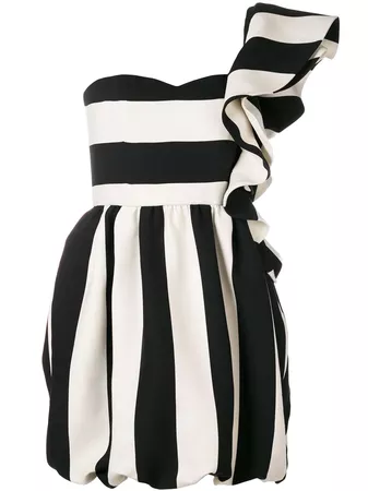 Valentino Striped One Shoulder Ruffle Dress - Farfetch