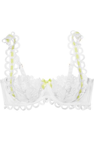 Agent Provocateur | Laurelie satin-trimmed embroidered stretch-tulle underwired plunge bra | NET-A-PORTER.COM