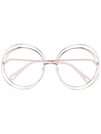Gold Chloé Eyewear Carlina Pearl round-frame glasses - Farfetch