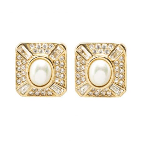 Dior - Vintage oval pearl gold earrings - 4element