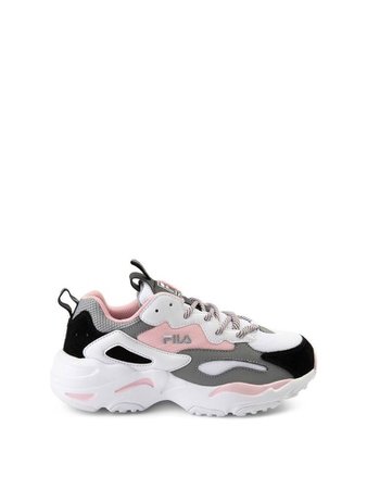 Black, white, and pink Filas