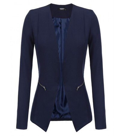 Women's Formal Office Draping Long Sleeve Cardigan Open Front Jacket Blazer - Dark Blue - CF188LXDTL9