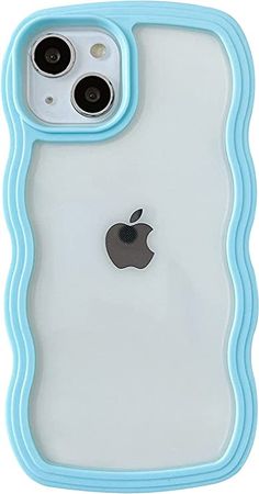 Caseative Cute Curly Wave Frame Shape Shockproof Soft Compatible with iPhone Case (Blue,iPhone 11 Pro Max) : Cell Phones & Accessories