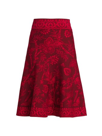 Red Patterned Skirt