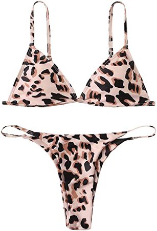 Amazon.com: SweatyRocks Women's 2 Pieces Triangle Bikini Swimsuits Leopard Print High Cut Bathing Suit : Clothing, Shoes & Jewelry