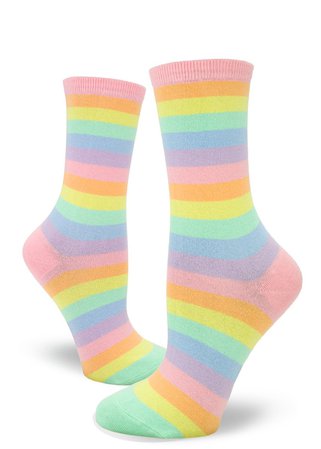 Pastel Rainbow Socks | Cute Striped Crew Socks for Women - ModSock