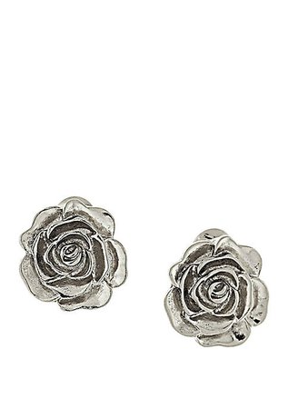 1928 Jewelry Silver Dipped Flower Button Clip Earrings