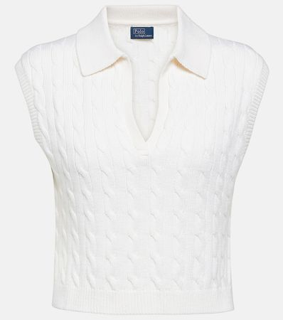 Cable Knit Wool Blend Sweater Vest in White - Polo Ralph Lauren | Mytheresa