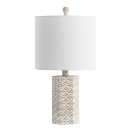 Ivory And Beige Lace Floral Nanette Table Lamp | World Market