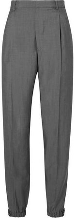 Appliquéd Wool And Mohair-blend Straight-leg Pants - Gray