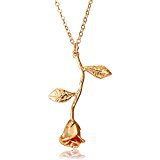 Amazon.com: MignonandMignon Rose Pendant Necklace in Gold Rose Gold Silver Beauty and the Beast Rose Necklace Jewelry Gift for Mom (Gold): Jewelry