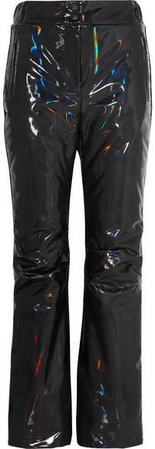Appliquéd Holographic Padded Ski Pants - Black
