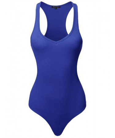 Women's Classic Solid Sleeveless V-Neck Bodysuit | 09 Royal Blue